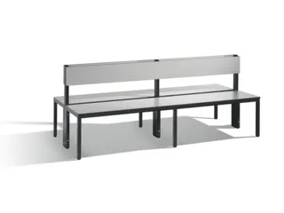 omkleedbank,HxLxD 796x2000x760mm,HPL zilvergrijs,frame staal RAL7021 - 1