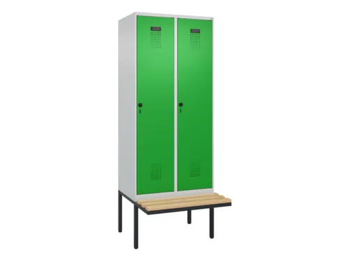 locker met bank,HxBxD 2120x800x815mm,2vak,vak B 400mm,draaigrendel