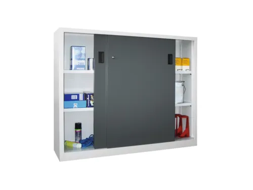 schuifdeurkast,HxBxD 1200x1500x400mm,RAL7035,front RAL7016