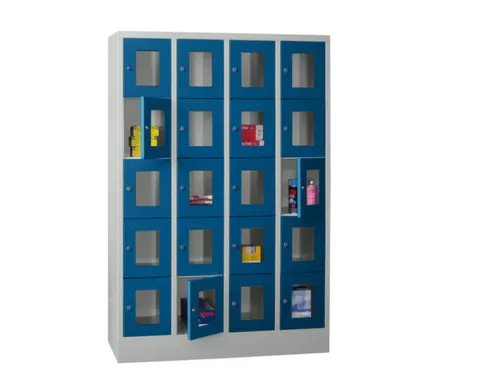 lockerkast,HxBxD 1850x1200x500mm,4x5vakken,RAL7035,front RAL5010