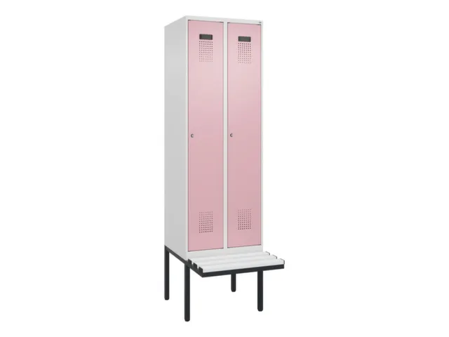 locker met bank,voor scheiding van kleding,HxBxD 2120x600x815mm,2vak
