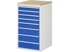 ladekast 1035x580x650mm 8laden cilinderslot RAL7035 RAL5010 beuken