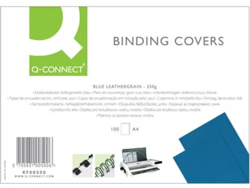 Dekblad A4 Blauw Lederlook 250 Grams Pak 100 Stuks