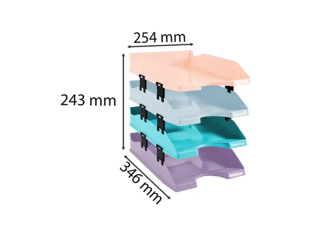 Set 4 brievenbakken COMBO pastelkleuren