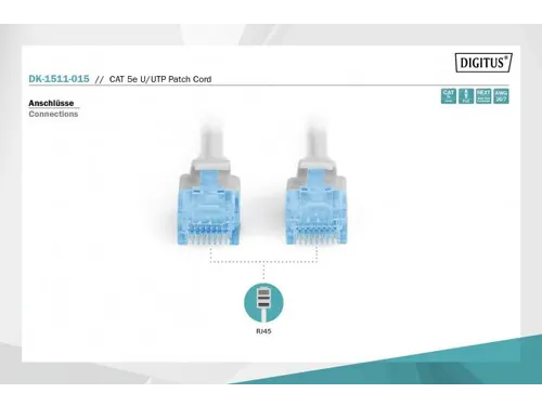 CAT 5e U-UTP patchkabel CU PVC AWG 26/7 Lengte 1,5m Grijs
