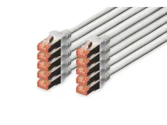 CAT 6 S-FTP patchkabel Cu LSZH AWG 27/7 Lengte 0,5m 10 stuks Grijs