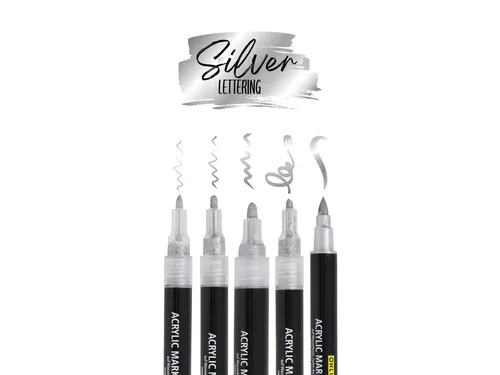 Acrylmarker Online lettering 5 breedtes zilver
