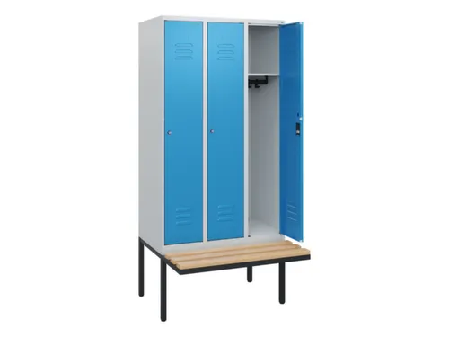 locker met bank,HxBxD 1950x900x815mm,3vak,vak B 300mm,cil.-slot