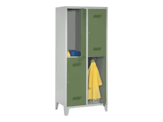 dubbeldekse locker,HxBxD 1850x800x500mm,2x2vak.,RAL7035,front RAL6011 - 2