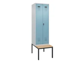 PBM-locker met bank,HxBxD 2120x600x815mm,2vak,vak B 300mm,draaigrendel - 2