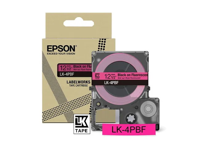 C53S672100 Epson 12mm roze zwart LK4PBF kleur lettertape 5m