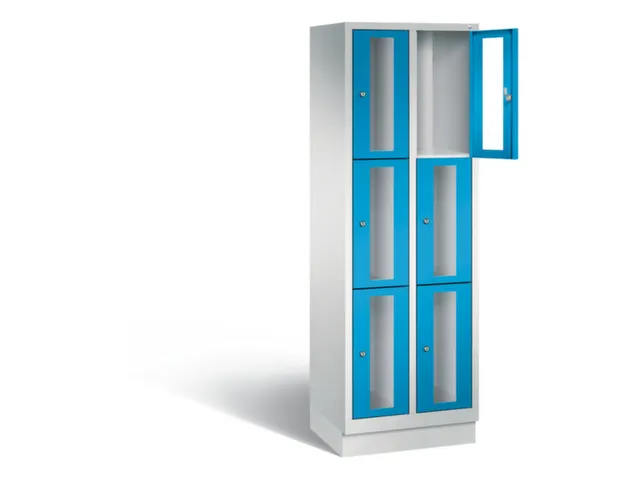 Lockerkast 1800x610x500mm 2x3 vakken Cilinderslot, Sokkel, RAL5012