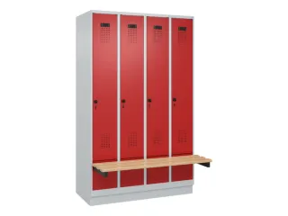 locker met bank,HxBxD 1950x1200x815mm,4vak,vak B 300mm,draaigrendel - 2
