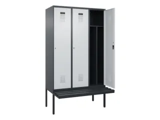 locker met bank,voor scheiding van kleding,HxBxD 2120x1200x815mm,3vak - 1