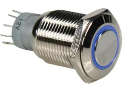 Ronde Metalen Schakelaar Spdt 1NO 1NC - Blauwe Ring