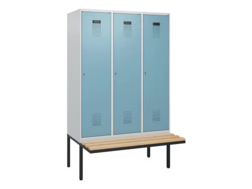 locker met bank,HxBxD 1950x1200x815mm,3vak,vak B 400mm,cilinderslot