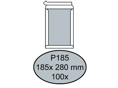 Envelop Quantore Bordrug P185 185X280Mm 120Gr Wit Zelfklevend