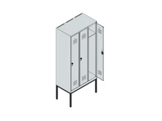 locker,HxBxD 2120x900x500mm,3vak,vak B 300mm,draaigrendel - 3