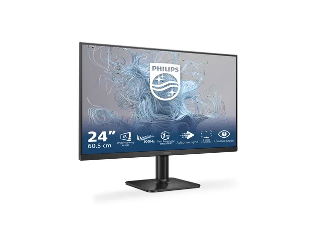 Philips 1000 series 24E2N1100LB/00 Monitor 23.8 Inch Full HD LCD Zwart