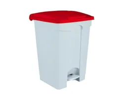 Contitop,afvalbak met pedaal 70L wit/rood