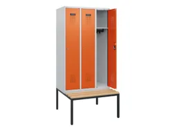 locker met bank,HxBxD 1950x900x815mm,3vak,vak B 300mm,cilinderslot