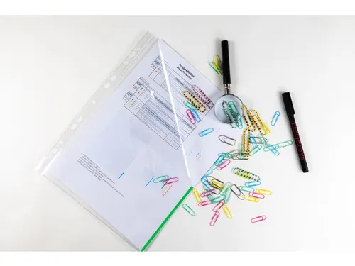 Showtas Transparant Met Groene Indexstrook En 11-Gaats Perforatierand