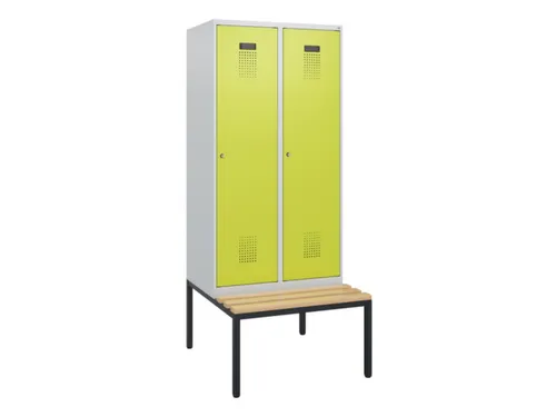 locker met bank,HxBxD 1950x800x815mm,2vak,vak B 400mm,cilinderslot