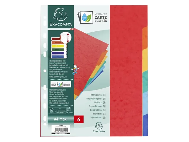 Tabbladen glanskarton 225g 6 tabs - A4 maxi