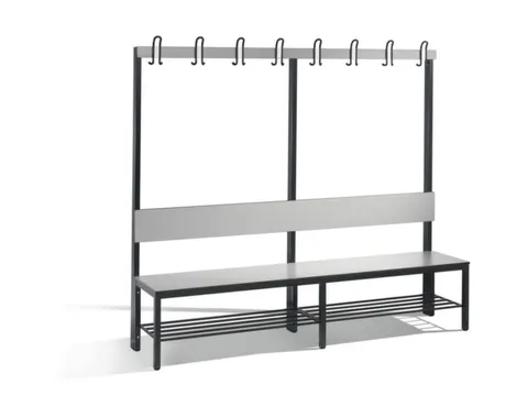 omkleedbank,HxLxD 1710x2000x407mm,HPL zilvergrijs,frame staal RAL7021