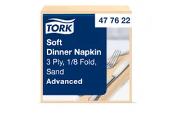Tork 477622 Soft Dinnerservet Advanced Zand 39x39cm 1/8 vouw