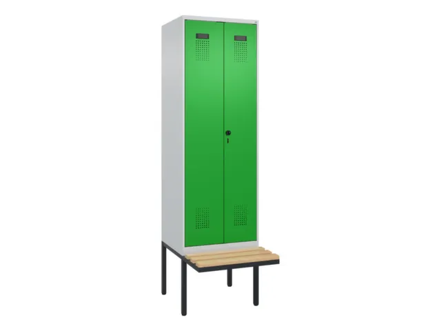 locker met bank,voor scheiding van kleding,HxBxD 2120x600x815mm,2vak