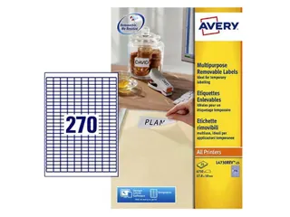 Etiket Avery L4730 Rev-25 17.8x10mm Afneembaar Wit 6750 Stuks - 1