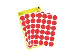 Etiket Avery Zweckform 3004 Rond Ø18mm Rood 96 Stuks