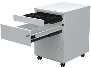 Mobiele ladenblok, 3 laden + pennenlade, wit - 2