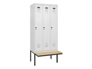 locker met bank,voor scheiding van kleding,HxBxD 2120x900x815mm,3vak - 2