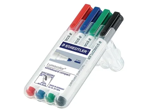 Etui 4 stuks Whiteboard Marker Assorti Compact 2mm