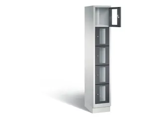 Lockerkast 1800x320x500mm 1x5 vakken Cilinderslot, Sokkel, RAL7021 - 1