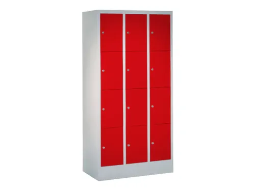 lockerkast,HxBxD 1850x900x500mm,3x4vakken,RAL7035,front RAL3000