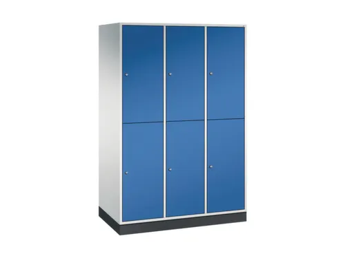 Dubbeldekse garderobekast,RAL 7035/RAL 5010,HxBxD 1950x1220x600mm