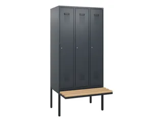 locker met bank,HxBxD 1950x900x815mm,3vak,vak B 300mm,cilinderslot - 2