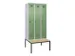 locker met bank,voor scheiding van kleding,HxBxD 2120x900x815mm,3vak