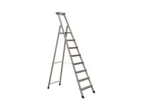 staande trap eenzijdig 8treden stand H 1 99m balk L 2 91m aluminium