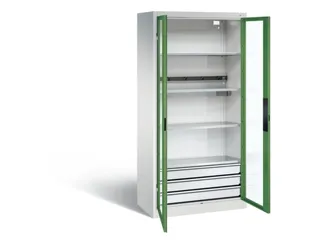 acculaadkast 1950x930x500mm 5stekkerdozen 230V cil.-slot front RAL6011 - 1