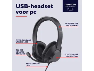 Trust Ayda Max USB-headset bedraad Hoofdtelefoon Zwart - 6
