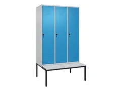 locker met bank,HxBxD 2120x1200x815mm,3vak,vak B 400mm,draaigrendel