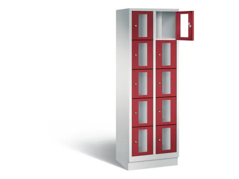 Lockerkast 1800x610x500mm 2x5 vakken Cilinderslot, Sokkel, RAL3003