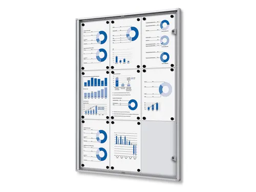 Vitrinebord Quantore voor binnen 9x A4 zilver