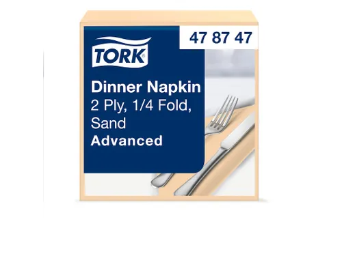 Tork 478747 Dinner Servet 2-Laags Zand 1/4 Vouw 39x39cm