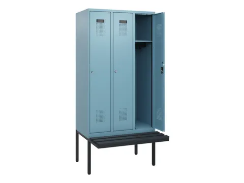 locker met bank,HxBxD 1950x900x815mm,3vak,vak B 300mm,cilinderslot