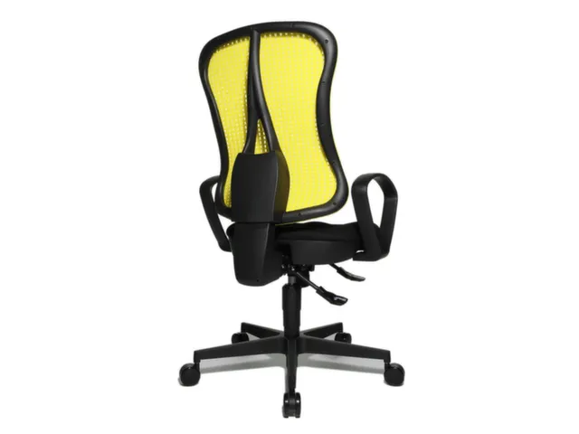Siège Bureau Pivotant Assise Noir Dossier Maille Jaune